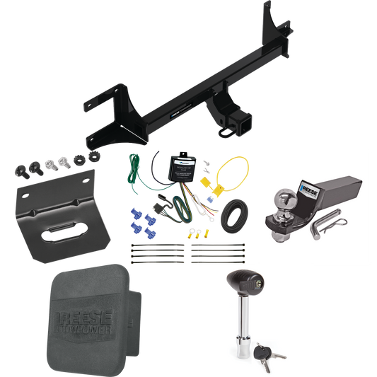 Fits 2021-2023 Volkswagen ID.4 Trailer Hitch Tow PKG w/ 4-Flat Wiring + Starter Kit Ball Mount w/ 2" Drop & 2" Ball + 1-7/8" Ball + Wiring Bracket + Hitch Lock + Hitch Cover By Reese Towpower