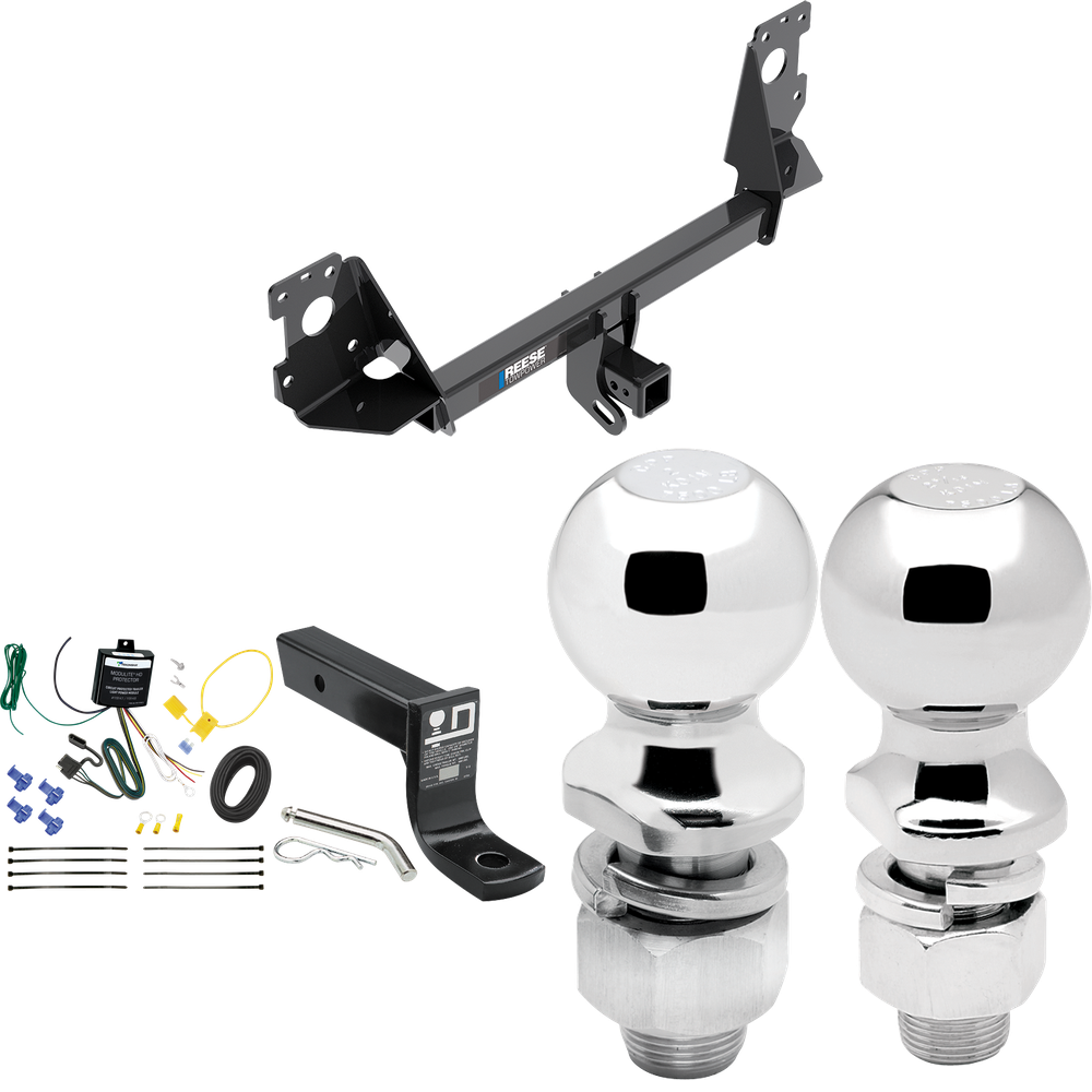 Fits 2017-2023 Audi Q7 Trailer Hitch Tow PKG w/ 4-Flat Wiring + Ball Mount w/ 4" Drop + 2" Ball + 2-5/16" Ball By Reese Towpower