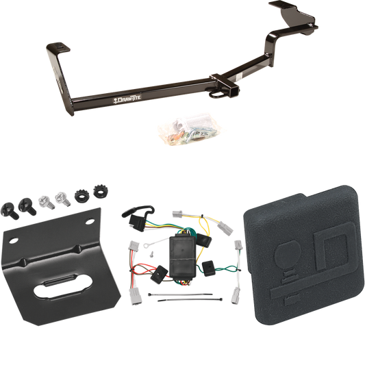 Fits 2006-2015 Honda Civic Trailer Hitch Tow PKG w/ 4-Flat Wiring Harness + Hitch Cover (For Sedan, Except Hybrid & Si Models) By Draw-Tite