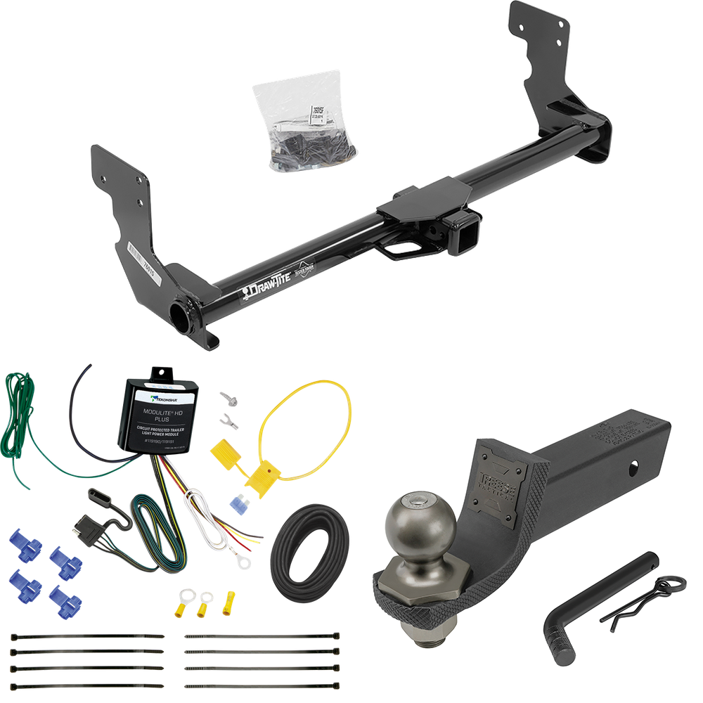 Fits 2016-2023 Mercedes-Benz Metris Trailer Hitch Tow PKG w/ 4-Flat Wiring + Interlock Tactical Starter Kit w/ 2" Drop & 2" Ball By Draw-Tite