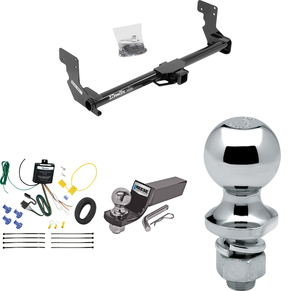 Fits 2016-2023 Mercedes-Benz Metris Trailer Hitch Tow PKG w/ 4-Flat Wiring + Starter Kit Ball Mount w/ 2" Drop & 2" Ball + 1-7/8" Ball By Draw-Tite