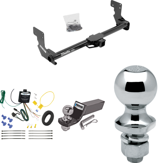 Fits 2016-2023 Mercedes-Benz Metris Trailer Hitch Tow PKG w/ 4-Flat Wiring + Starter Kit Ball Mount w/ 2" Drop & 2" Ball + 1-7/8" Ball By Draw-Tite