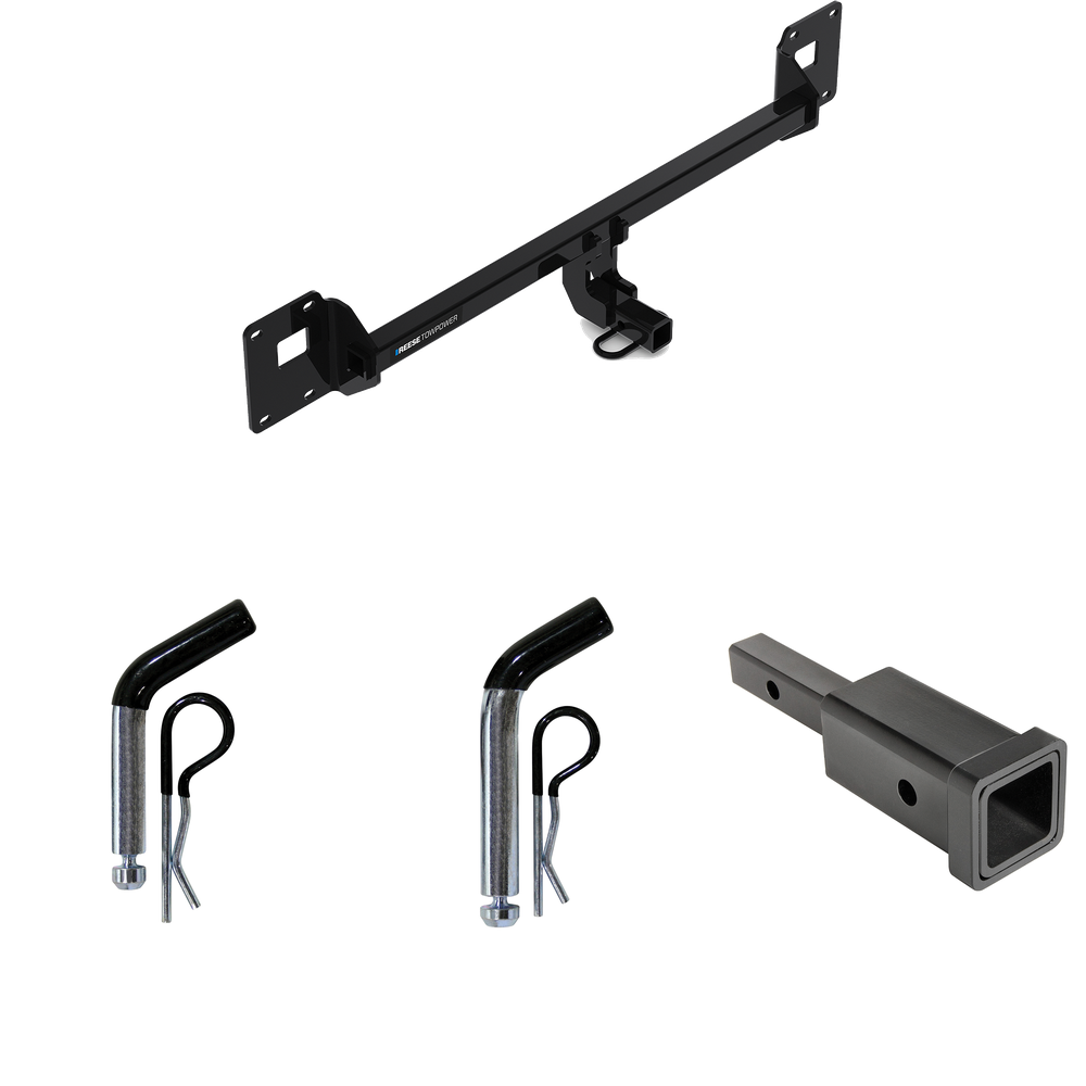Fits 2018-2022 Volkswagen GTI Trailer Hitch Tow PKG w/ Hitch Adapter 1-1/4" to 2" Receiver + 1/2" Pin & Clip + 5/8" Pin & Clip By Reese Towpower