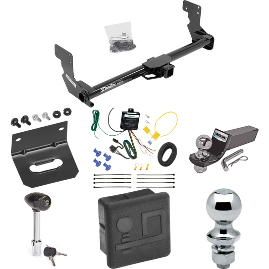 Fits 2016-2023 Mercedes-Benz Metris Trailer Hitch Tow PKG w/ 4-Flat Wiring + Starter Kit Ball Mount w/ 2" Drop & 2" Ball + 1-7/8" Ball + Wiring Bracket + Hitch Lock + Hitch Cover By Draw-Tite