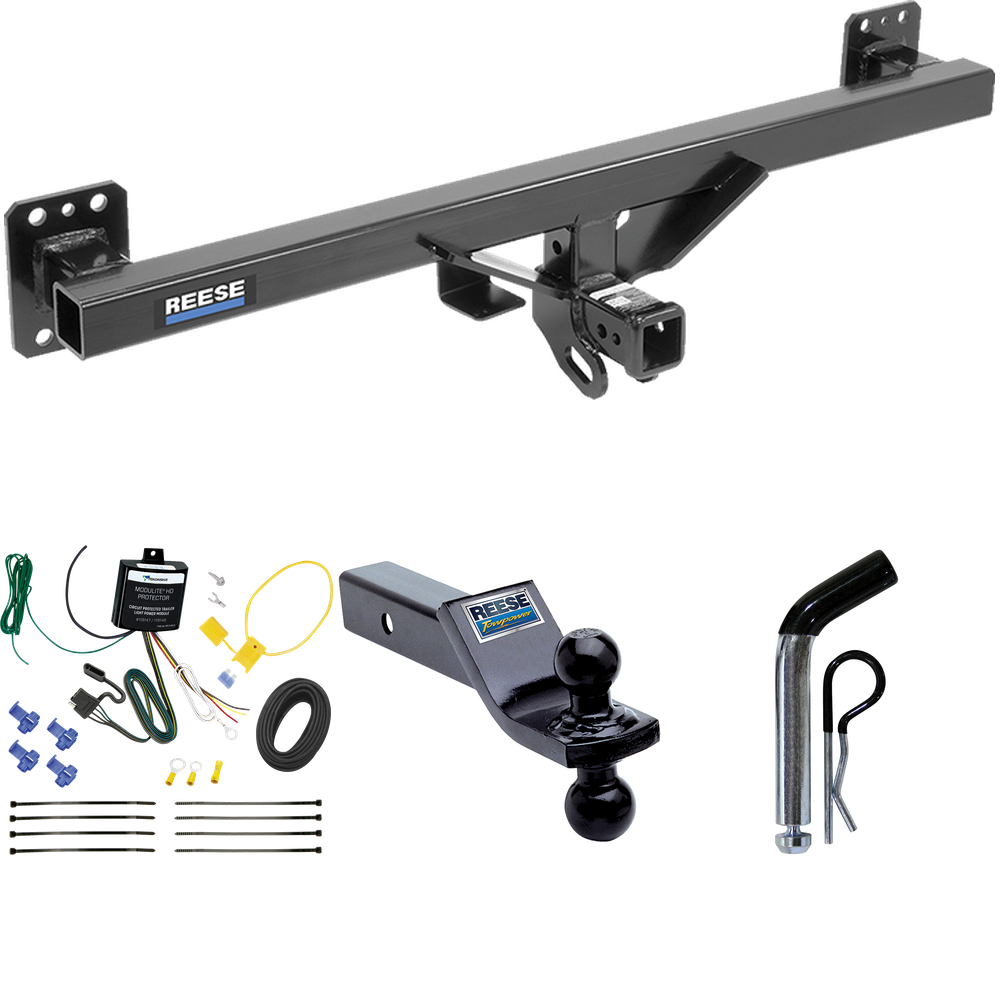 Fits 2007-2016 Audi Q7 Trailer Hitch Tow PKG w/ 4-Flat Wiring + Dual Ball Ball Mount 1-7/8" & 2" Trailer Balls + Pin/Clip By Reese Towpower