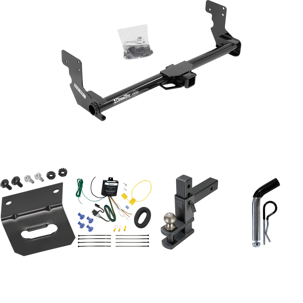 Fits 2016-2023 Mercedes-Benz Metris Trailer Hitch Tow PKG w/ 4-Flat Wiring Harness + Adjustable Drop Rise Clevis Hitch Ball Mount w/ 2" Ball + Pin/Clip + Wiring Bracket By Draw-Tite