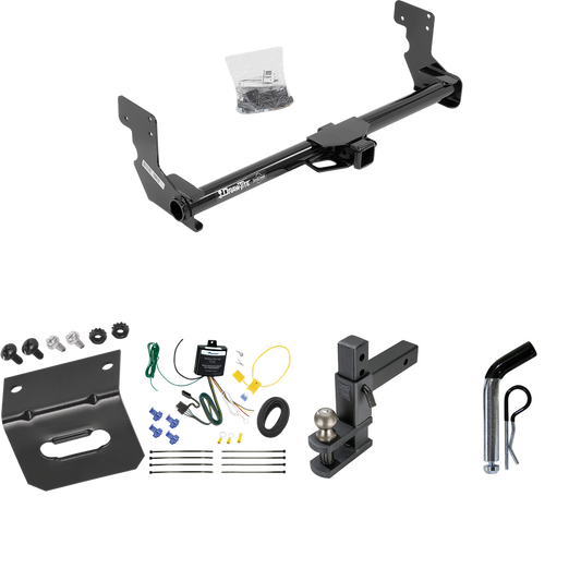 Fits 2016-2023 Mercedes-Benz Metris Trailer Hitch Tow PKG w/ 4-Flat Wiring Harness + Adjustable Drop Rise Clevis Hitch Ball Mount w/ 2" Ball + Pin/Clip + Wiring Bracket By Draw-Tite