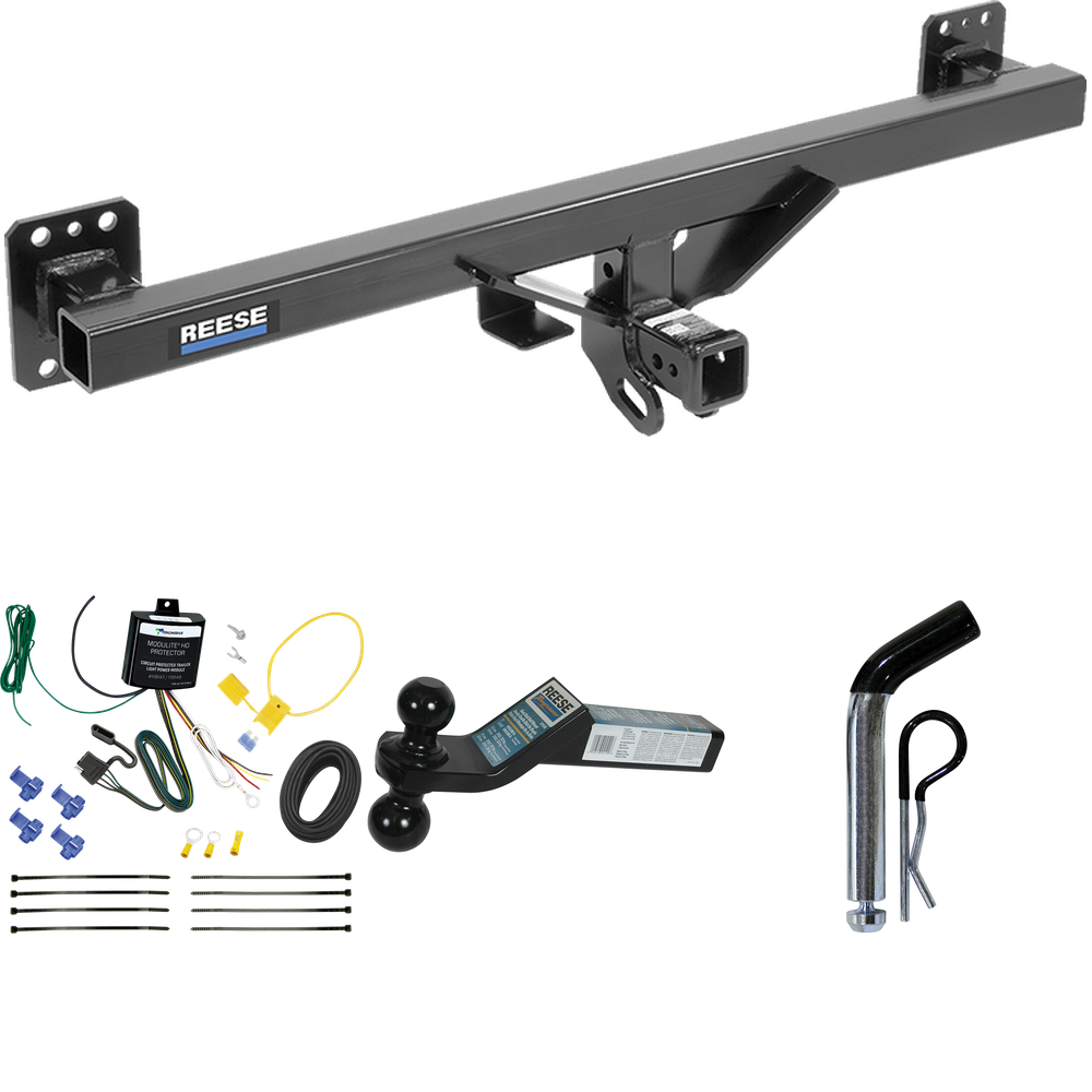 Fits 2007-2016 Audi Q7 Trailer Hitch Tow PKG w/ 4-Flat Wiring + Dual Ball Ball Mount 2" & 2-5/16" Trailer Balls + Pin/Clip By Reese Towpower