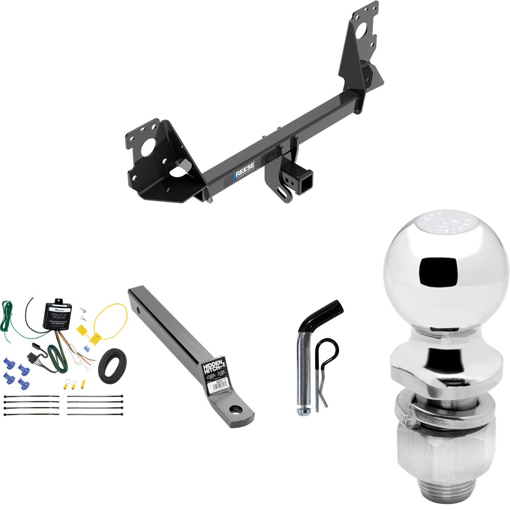 Fits 2017-2023 Audi Q7 Trailer Hitch Tow PKG w/ 4-Flat Wiring + Extended 16" Long Ball Mount w/ 2" Drop + Pin/Clip + 2" Ball By Reese Towpower