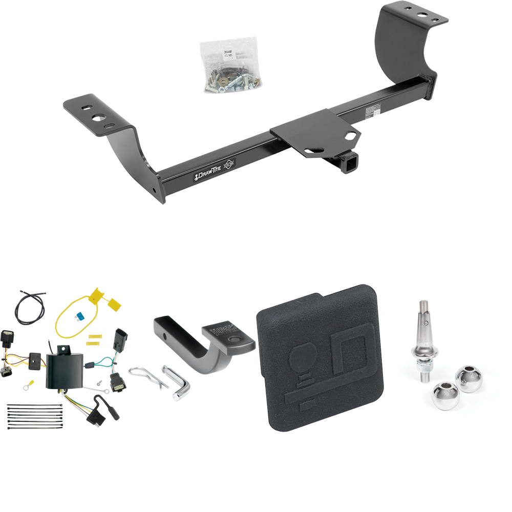 Se adapta al paquete de enganche de remolque Dodge Charger 2015-2023 con arnés de cableado plano de 4 + barra de tracción + bolas intercambiables de 1-7/8" y 2" + cubierta de enganche de Draw-Tite