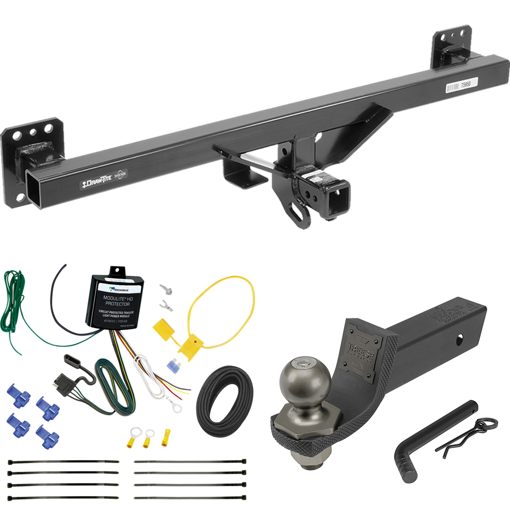 Fits 2011-2018 Porsche Cayenne Trailer Hitch Tow PKG w/ 4-Flat Wiring + Interlock Tactical Starter Kit w/ 2" Drop & 2" Ball By Draw-Tite