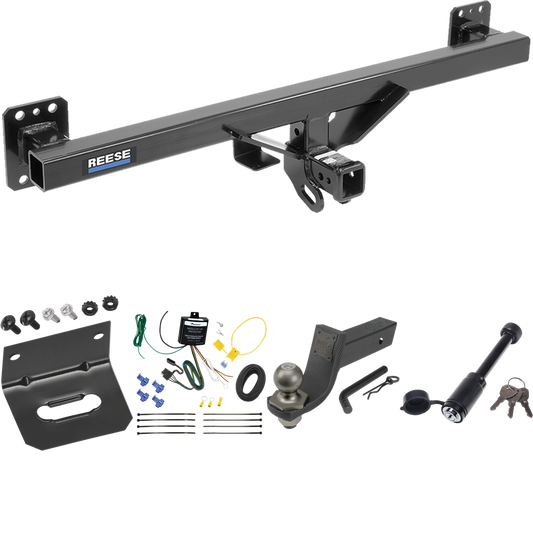 Fits 2011-2018 Porsche Cayenne Trailer Hitch Tow PKG w/ 4-Flat Wiring + Interlock Tactical Starter Kit w/ 3-1/4" Drop & 2" Ball + Tactical Dogbone Lock + Wiring Bracket By Reese Towpower