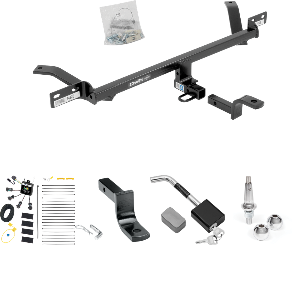 Fits 2016-2017 Volkswagen GTI Trailer Hitch Tow PKG w/ 4-Flat Zero Contact "No Splice" Wiring Harness + Draw-Bar + Interchangeable 1-7/8" & 2" Balls + Hitch Lock By Draw-Tite