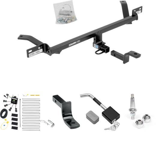 Fits 2016-2017 Volkswagen GTI Trailer Hitch Tow PKG w/ 4-Flat Zero Contact "No Splice" Wiring Harness + Draw-Bar + Interchangeable 1-7/8" & 2" Balls + Hitch Lock By Draw-Tite