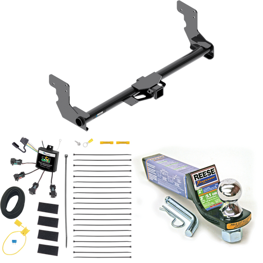 Fits 2016-2023 Mercedes-Benz Metris Trailer Hitch Tow PKG w/ 4-Flat Zero Contact "No Splice" Wiring + Starter Kit Ball Mount w/ 2" Drop & 1-7/8" Ball By Reese Towpower