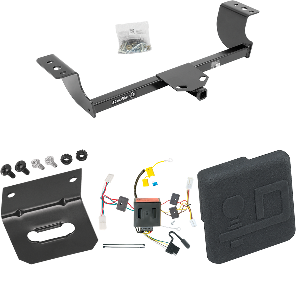 Fits 2011-2014 Dodge Charger Trailer Hitch Tow PKG w/ 4-Flat Wiring Harness + Hitch Cover By Draw-Tite