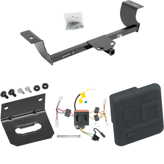 Fits 2011-2014 Dodge Charger Trailer Hitch Tow PKG w/ 4-Flat Wiring Harness + Hitch Cover By Draw-Tite