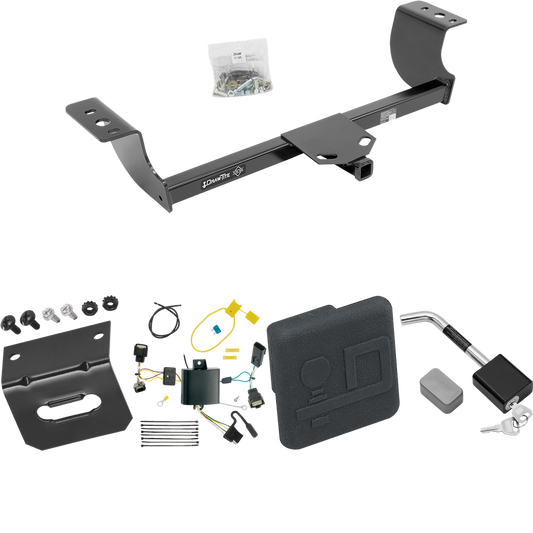 Fits 2015-2023 Dodge Charger Trailer Hitch Tow PKG w/ 4-Flat Wiring Harness + Hitch Cover + Hitch Lock By Draw-Tite