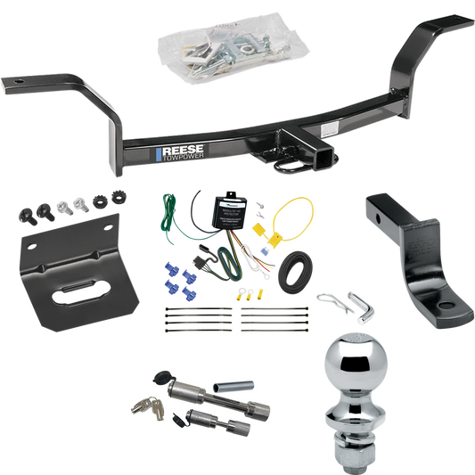 Fits 1992-2000 Honda Civic Trailer Hitch Tow PKG w/ 4-Flat Wiring Harness + Draw-Bar + 1-7/8" Ball + Wiring Bracket + Dual Hitch & Coupler Locks By Reese Towpower