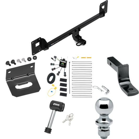 Fits 2018-2022 Volkswagen GTI Trailer Hitch Tow PKG w/ 4-Flat Zero Contact "No Splice" Wiring Harness + Draw-Bar + 1-7/8" Ball + Wiring Bracket + Hitch Lock By Reese Towpower