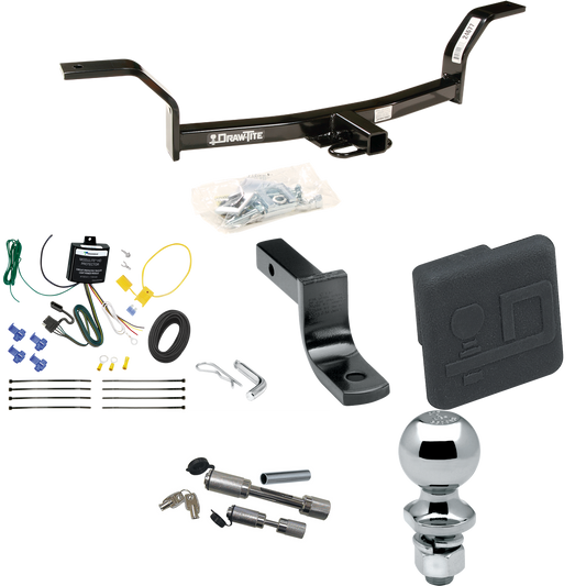 Fits 1992-2000 Honda Civic Trailer Hitch Tow PKG w/ 4-Flat Wiring Harness + Draw-Bar + 2" Ball + Hitch Cover + Dual Hitch & Coupler Locks By Draw-Tite