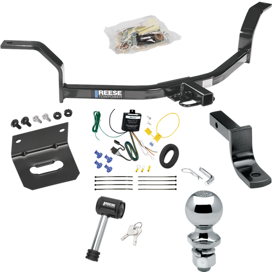 Fits 2001-2005 Honda Civic Trailer Hitch Tow PKG w/ 4-Flat Wiring Harness + Draw-Bar + 2" Ball + Wiring Bracket + Hitch Lock By Reese Towpower