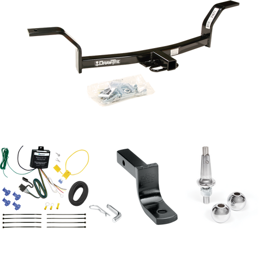 Fits 1992-2000 Honda Civic Trailer Hitch Tow PKG w/ 4-Flat Wiring Harness + Draw-Bar + Interchangeable 1-7/8" & 2" Balls By Draw-Tite