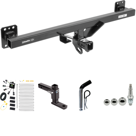 Fits 2007-2016 Audi Q7 Trailer Hitch Tow PKG w/ 4-Flat Zero Contact "No Splice" Wiring + Adjustable Drop Rise Ball Mount + Pin/Clip + Inerchangeable 1-7/8" & 2" & 2-5/16" Balls By Draw-Tite