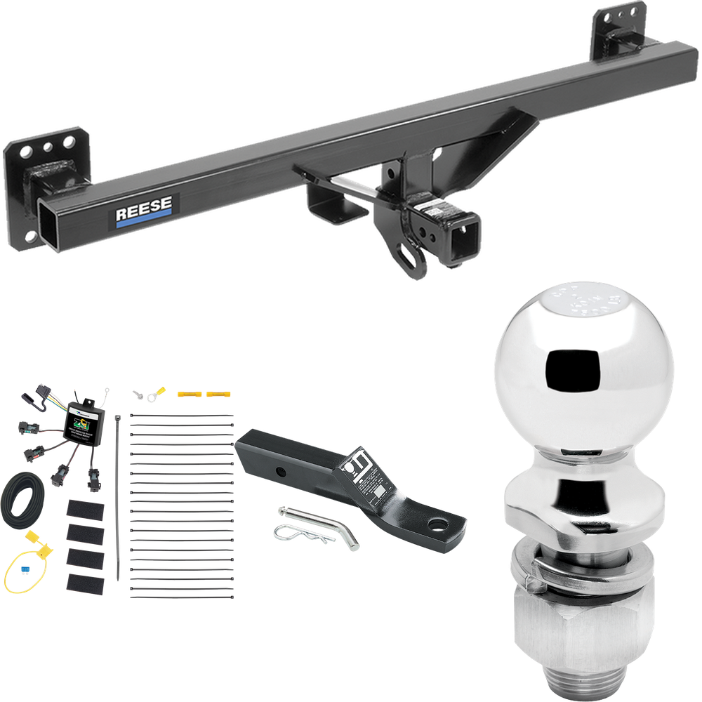 Fits 2011-2018 Porsche Cayenne Trailer Hitch Tow PKG w/ 4-Flat Zero Contact "No Splice" Wiring + Ball Mount w/ 2" Drop & 2" Ball By Reese Towpower