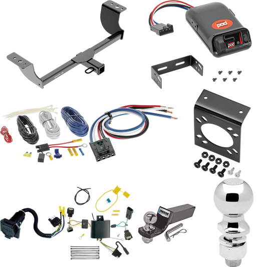 Se adapta al paquete de enganche de remolque Dodge Charger 2015-2023 con control de freno POD serie Pro + adaptador de cableado BC genérico + cableado RV de 7 vías + soporte de bola y caída de 2" y 2-5/16" de Draw-Tite