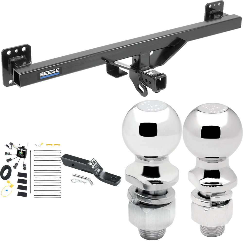 Fits 2007-2016 Audi Q7 Trailer Hitch Tow PKG w/ 4-Flat Zero Contact "No Splice" Wiring + Ball Mount w/ 2" Drop + 2" Ball + 2-5/16" Ball By Reese Towpower