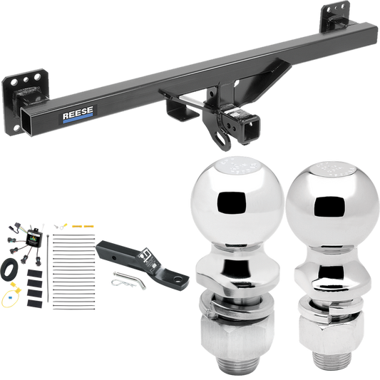 Fits 2007-2016 Audi Q7 Trailer Hitch Tow PKG w/ 4-Flat Zero Contact "No Splice" Wiring + Ball Mount w/ 2" Drop + 2" Ball + 2-5/16" Ball By Reese Towpower