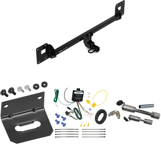 Fits 2018-2022 Volkswagen GTI Trailer Hitch Tow PKG w/ 4-Flat Wiring Harness + Wiring Bracket + Dual Hitch & Coupler Locks By Reese Towpower