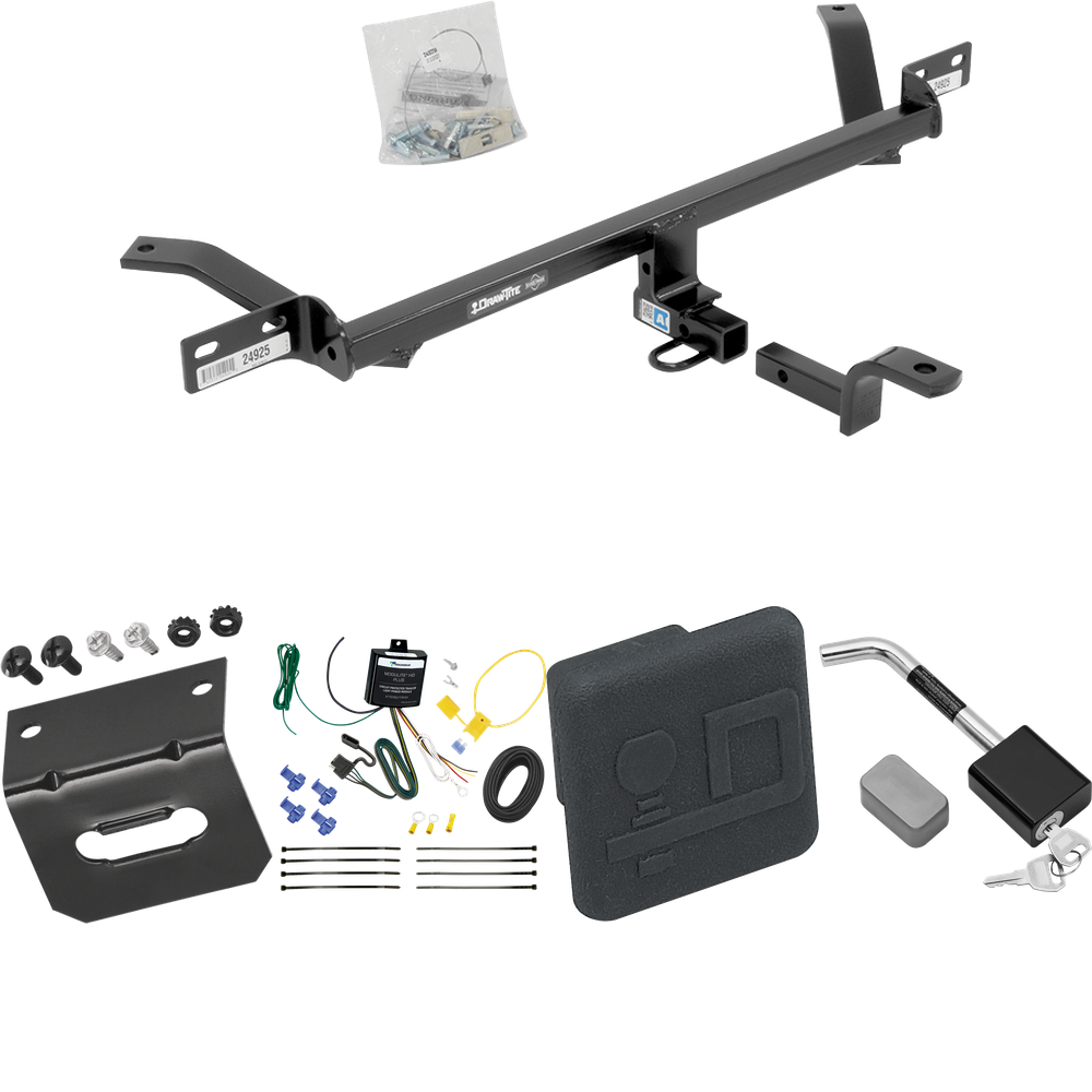 Fits 2016-2017 Volkswagen GTI Trailer Hitch Tow PKG w/ 4-Flat Wiring Harness + Hitch Cover + Hitch Lock By Draw-Tite