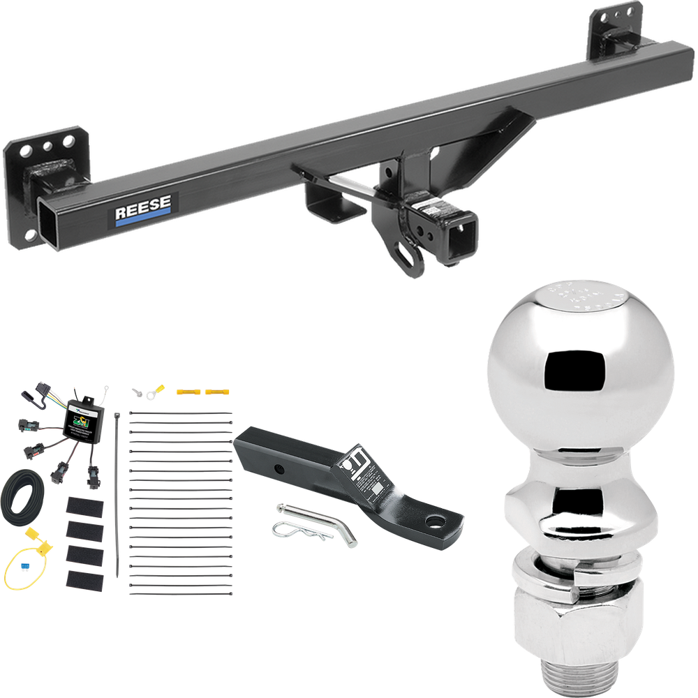 Fits 2011-2018 Porsche Cayenne Trailer Hitch Tow PKG w/ 4-Flat Zero Contact "No Splice" Wiring + Ball Mount w/ 2" Drop + 2-5/16" Ball By Reese Towpower