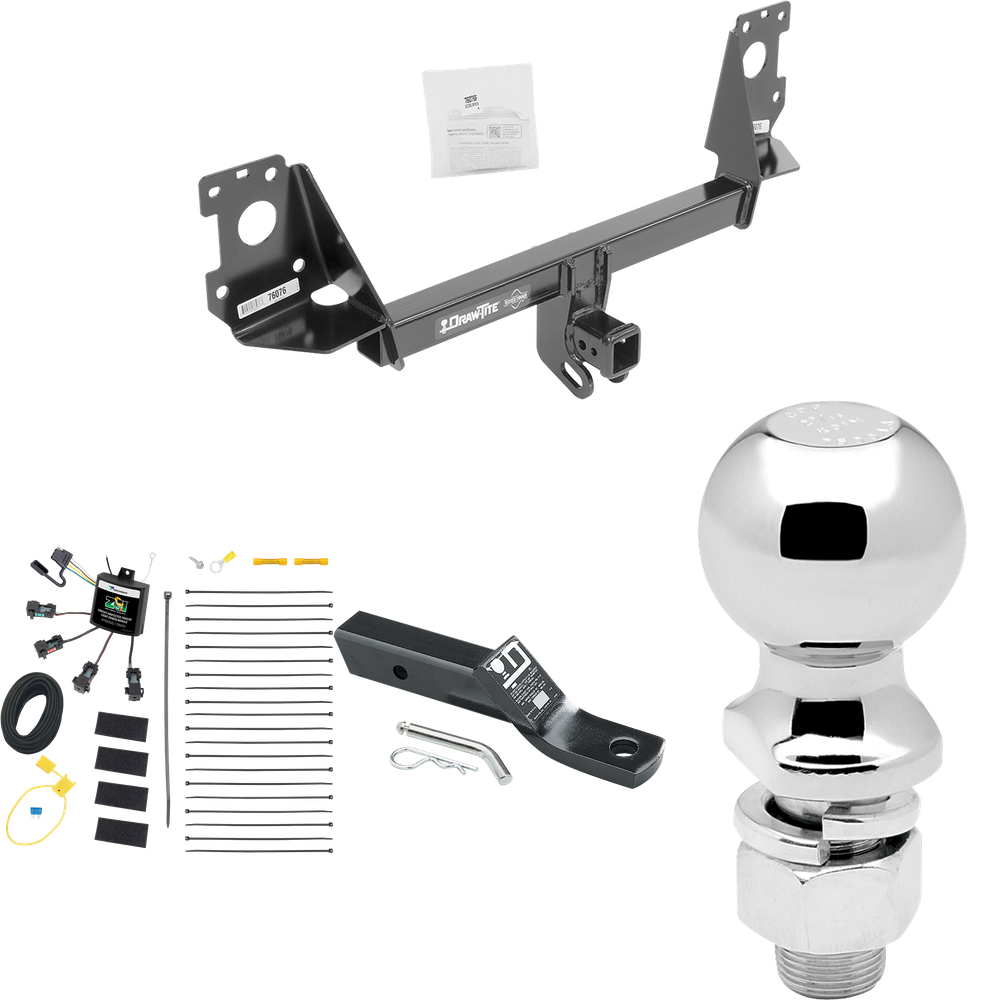 Fits 2017-2023 Audi Q7 Trailer Hitch Tow PKG w/ 4-Flat Zero Contact "No Splice" Wiring + Ball Mount w/ 2" Drop + 2-5/16" Ball By Draw-Tite