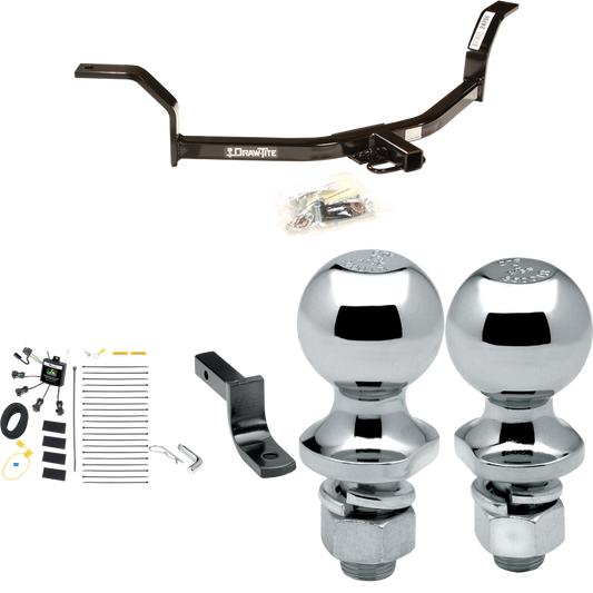 Fits 2001-2005 Honda Civic Trailer Hitch Tow PKG w/ 4-Flat Zero Contact "No Splice" Wiring Harness + Draw-Bar + 1-7/8" + 2" Ball By Draw-Tite