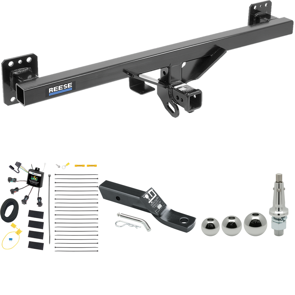 Fits 2007-2016 Audi Q7 Trailer Hitch Tow PKG w/ 4-Flat Zero Contact "No Splice" Wiring + Ball Mount w/ 2" Drop + Interchangeable Ball 1-7/8" & 2" & 2-5/16" By Reese Towpower