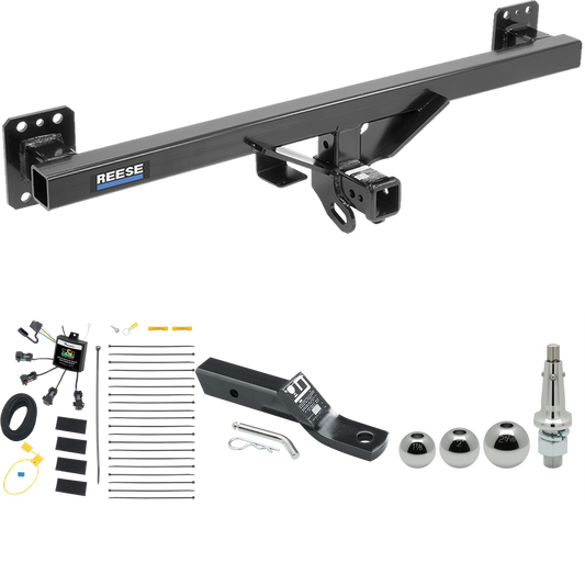 Fits 2007-2016 Audi Q7 Trailer Hitch Tow PKG w/ 4-Flat Zero Contact "No Splice" Wiring + Ball Mount w/ 2" Drop + Interchangeable Ball 1-7/8" & 2" & 2-5/16" By Reese Towpower