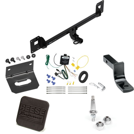 Fits 2018-2022 Volkswagen GTI Trailer Hitch Tow PKG w/ 4-Flat Wiring Harness + Draw-Bar + Interchangeable 1-7/8" & 2" Balls + Wiring Bracket + Hitch Cover By Reese Towpower