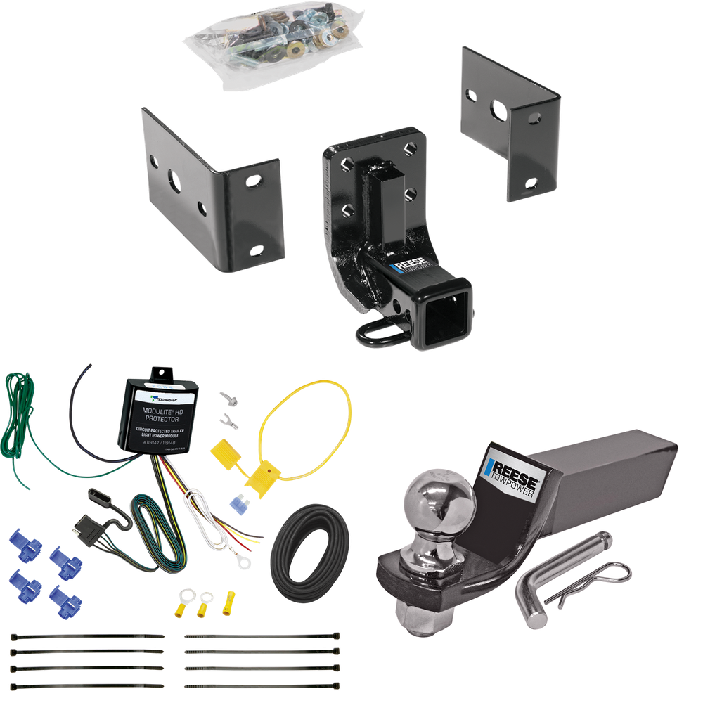 Se adapta al paquete de enganche de remolque Mercedes-Benz ML320 1998-2002 con cableado plano de 4 + kit de montaje de bola de inicio con caída de 2" y bola de 2" de Reese Towpower