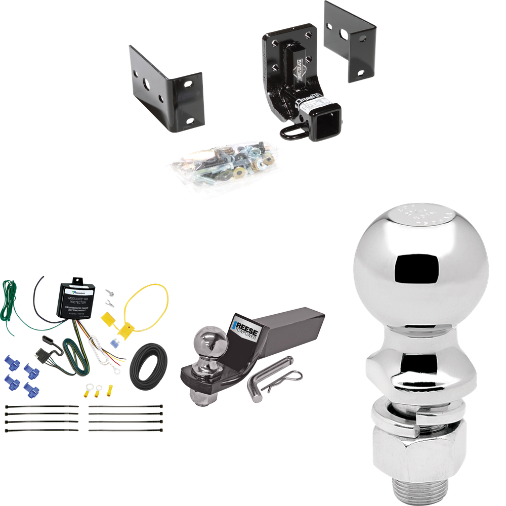 Se adapta al paquete de enganche de remolque Mercedes-Benz ML430 1999-2001 con cableado plano de 4 + kit de montaje de bola de inicio con caída de 2" y bola de 2" + bola de 2-5/16" de Draw-Tite