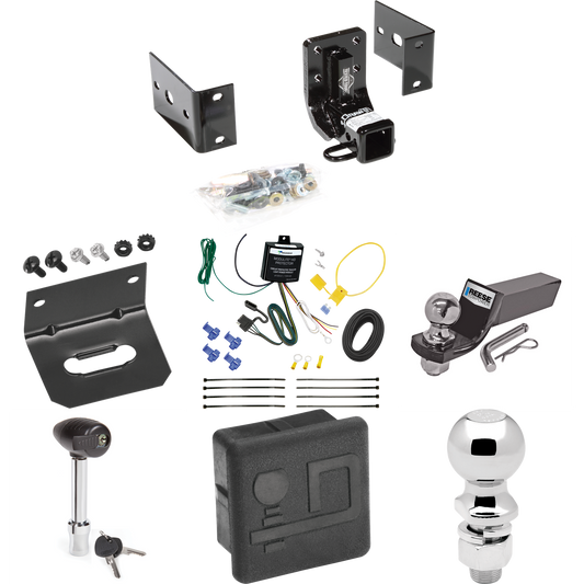 Fits 1999-2001 Mercedes-Benz ML430 Trailer Hitch Tow PKG w/ 4-Flat Wiring + Starter Kit Ball Mount w/ 2" Drop & 2" Ball + 2-5/16" Ball + Wiring Bracket + Hitch Lock + Hitch Cover By Draw-Tite