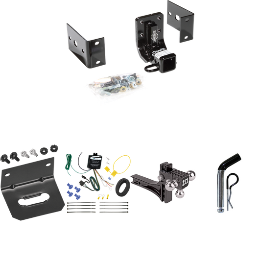 Fits 2003-2005 Mercedes-Benz ML350 Trailer Hitch Tow PKG w/ 4-Flat Wiring Harness + Adjustable Drop Rise Triple Ball Ball Mount 1-7/8" & 2" & 2-5/16" Trailer Balls + Pin/Clip + Wiring Bracket By Draw-Tite