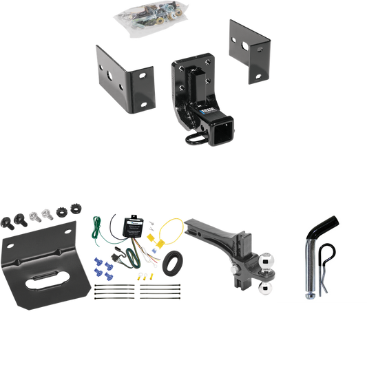 Fits 2002-2005 Mercedes-Benz ML500 Trailer Hitch Tow PKG w/ 4-Flat Wiring Harness + Dual Adjustable Drop Rise Ball Ball Mount 2" & 2-5/16" Trailer Balls + Pin/Clip + Wiring Bracket By Reese Towpower