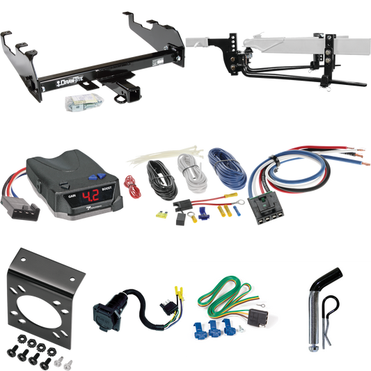 Fits 1969-1970 International 1000D Trailer Hitch Tow PKG w/ 11.5K Round Bar Weight Distribution Hitch w/ 2-5/16" Ball + Pin/Clip + Tekonsha BRAKE-EVN Brake Control + Generic BC Wiring Adapter + 7-Way RV Wiring (For w/Deep Drop Bumper Models) By Draw-