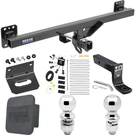 Fits 2007-2016 Audi Q7 Trailer Hitch Tow PKG w/ 4-Flat Zero Contact "No Splice" Wiring + Ball Mount w/ 4" Drop + 2" Ball + 2-5/16" Ball + Wiring Bracket + Hitch Cover By Reese Towpower