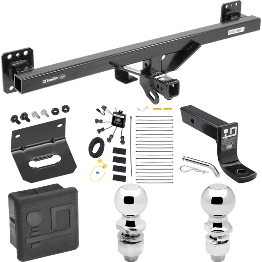 Fits 2011-2018 Porsche Cayenne Trailer Hitch Tow PKG w/ 4-Flat Zero Contact "No Splice" Wiring + Ball Mount w/ 4" Drop + 2" Ball + 2-5/16" Ball + Wiring Bracket + Hitch Cover By Draw-Tite