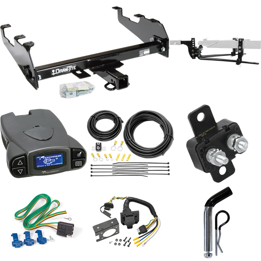 Fits 1986-1989 Dodge D100 Trailer Hitch Tow PKG w/ 11.5K Round Bar Weight Distribution Hitch w/ 2-5/16" Ball + Pin/Clip + Tekonsha Prodigy P3 Brake Control + 7-Way RV Wiring (For w/Deep Drop Bumper Models) By Draw-Tite