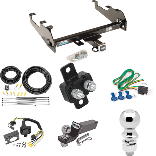 Fits 1981-1993 Dodge D350 Trailer Hitch Tow PKG w/ 7-Way RV Wiring + 2" & 2-5/16" Ball + Drop Mount (For w/Deep Drop Bumper Models) By Reese Towpower